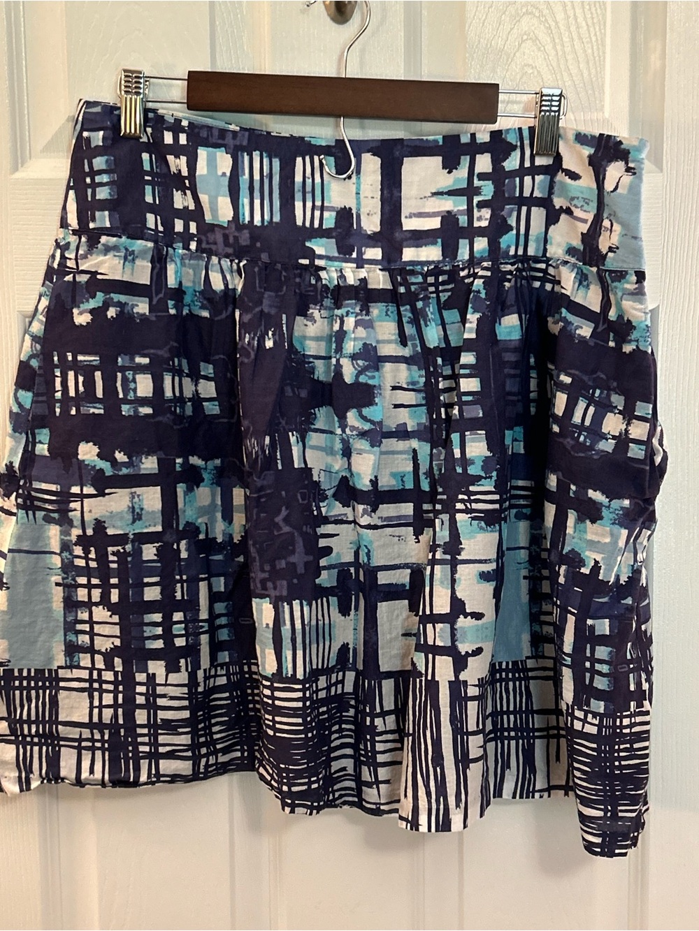 The Limited Abstract Plaid Geometric Print Pleated Mini Skirt - Size L